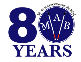 Montana Association for the Blind 80 years convention logo.